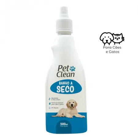 Banho a Seco Spray Cães e Gatos Pet Clean - 500ml
